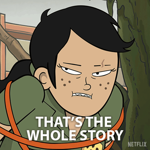 Cartoon Character Tied Up Saying That's the Whole Story