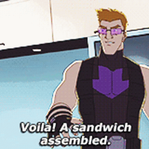 Cartoon Character Voila Assembled Sandwich GIF