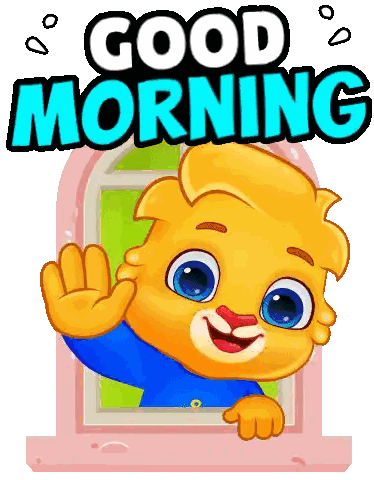 Cartoon Character Waving Good Morning
