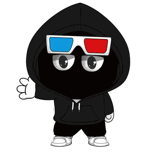 Cartoon Character Wearing 3D Glasses and Hood
