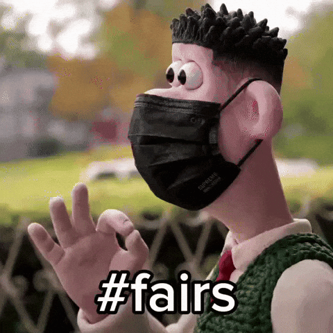 Cartoon Character Wearing Black Face Mask With #Fairs GIF