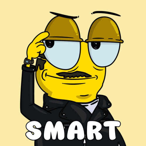 Cartoon Character Wearing Black Jacket with Smart Face