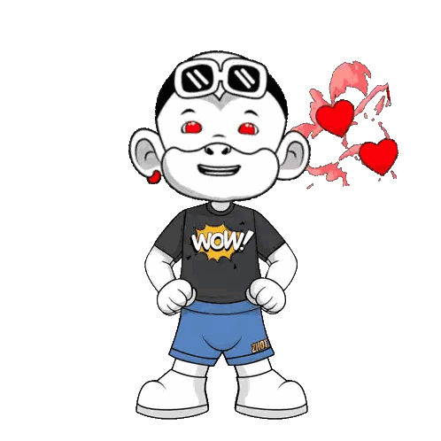Cartoon Character Wearing Black Wow Shirt