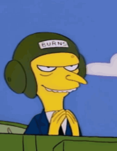 Cartoon Character Wearing Burns Helmet GIF