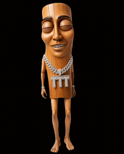 Cartoon Character Wearing Chain with Letter T