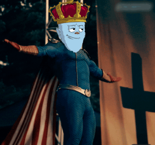 Cartoon Character Wearing Crown And Cape GIF