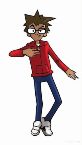 Cartoon Character Wearing Glasses and Red Hoodie