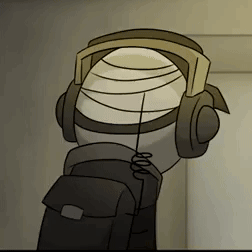 Cartoon Character Wearing Headphones and Bandage