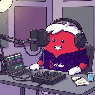 Cartoon Character Wearing Headphones and Chiliz Shirt