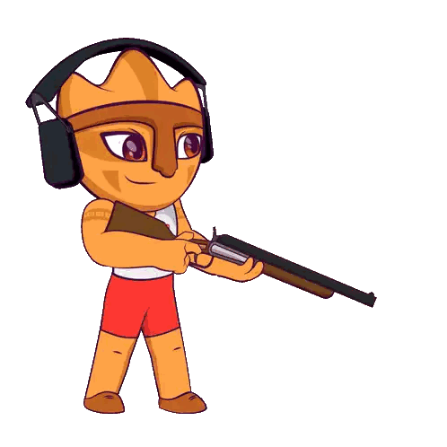 Cartoon Character Wearing Headphones and Holding Gun