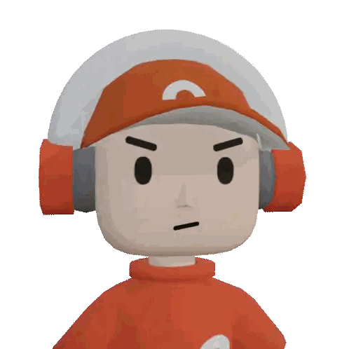 Cartoon Character Wearing Headphones and Orange C Hat