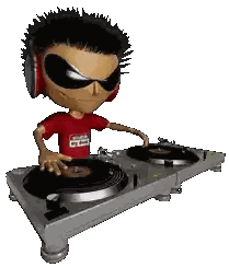Cartoon Character Wearing Headphones and Sunglasses Playing Music