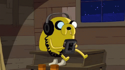 Cartoon Character Wearing Headphones Holding Cassette