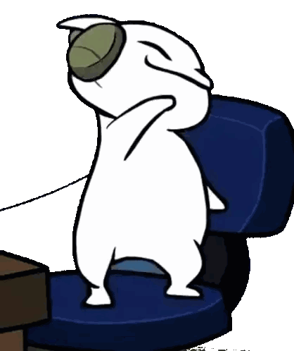 Cartoon Character Wearing Headphones Sitting