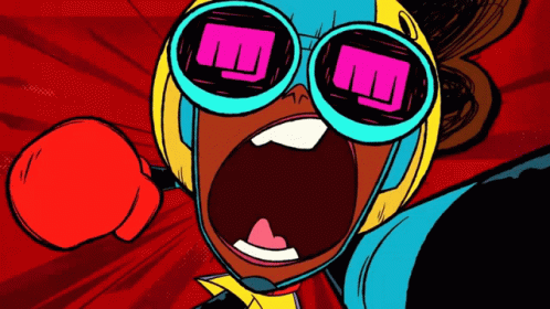 Cartoon Character Wearing Helmet and Sunglasses
