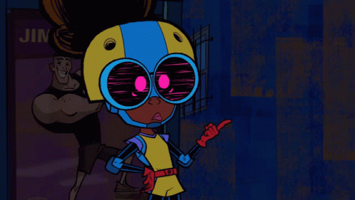 Cartoon Character Wearing Helmet and Sunglasses