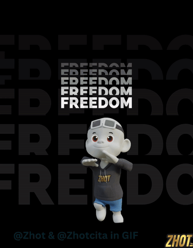 Cartoon Character Wearing Hoodie Saying Freedom GIF