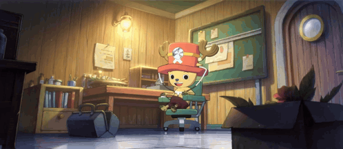 Cartoon Character Wearing Red Skull Hat