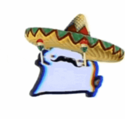 Cartoon Character Wearing Sombrero and Mustache