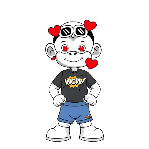 Cartoon Character Wearing Sunglasses and Wow T-Shirt