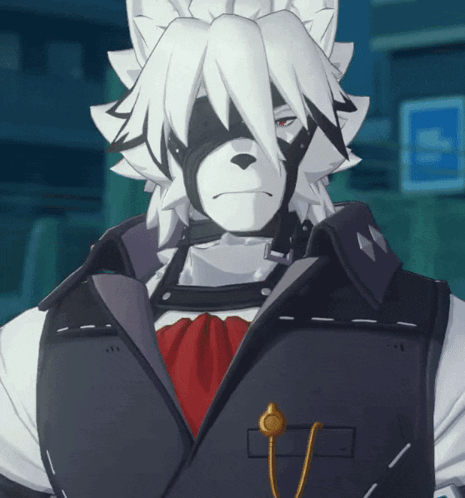 Cartoon Character White Hair Black Mask GIF