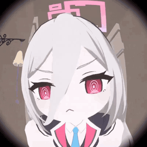 Cartoon Character White Hair Red Eyes Pink L