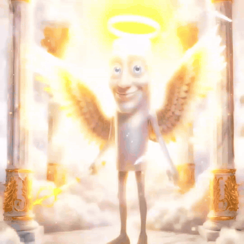 Cartoon Character With Angel Wings Saying Rip Triple T