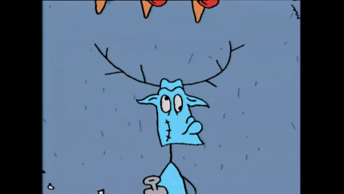 Cartoon Character With Antlers and Big Smile