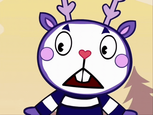 Cartoon Character With Antlers And Heart In Mouth GIF