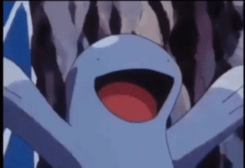 Cartoon Character With Arms Outstretched and Red Mouth