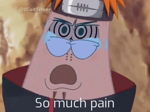 Cartoon Character with Bandana Saying So Much Pain