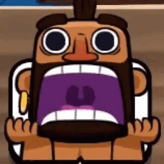 Cartoon Character with Beard and Purple Mouth on Toilet