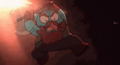 Cartoon Character With Beard Holding Axe