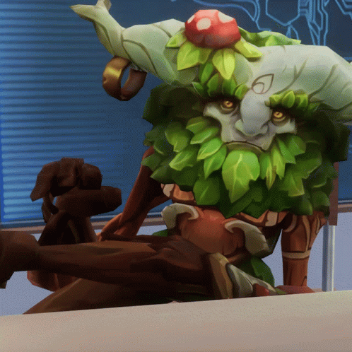Cartoon Character with Beard, Horns, and Number 6