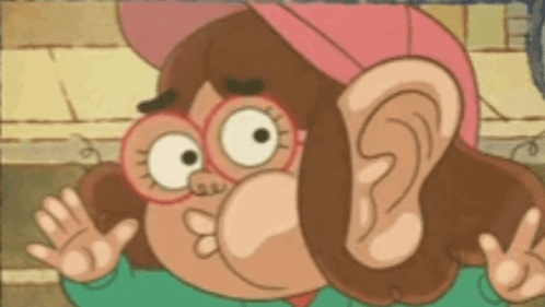 Cartoon Character With Big Ear And Glasses Waving GIF