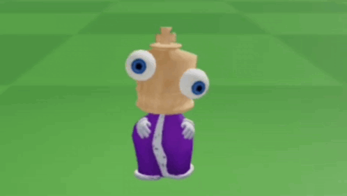 Cartoon Character With Big Eyes on Green