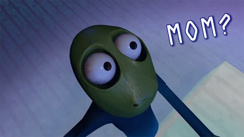 Cartoon Character With Big Eyes Saying Mom GIF