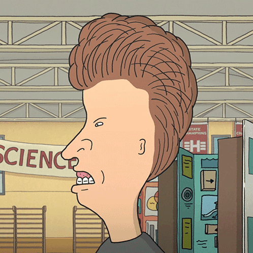 Cartoon Character with Big Head and Science Sign