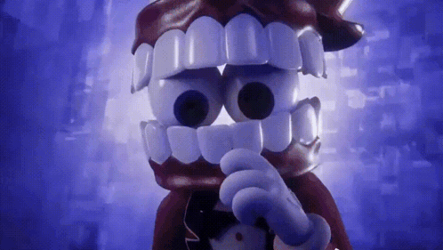 Cartoon Character With Big Teeth and Bow Tie Pointing