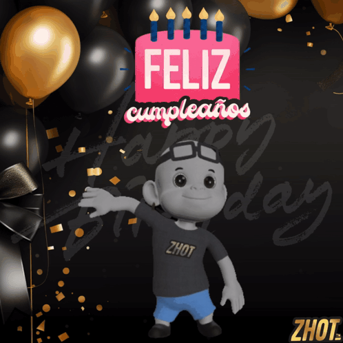 Cartoon Character With Birthday Cake Feliz Cumpleanos