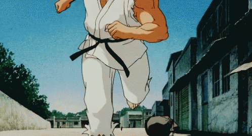 Cartoon Character With Black Belt Running GIF