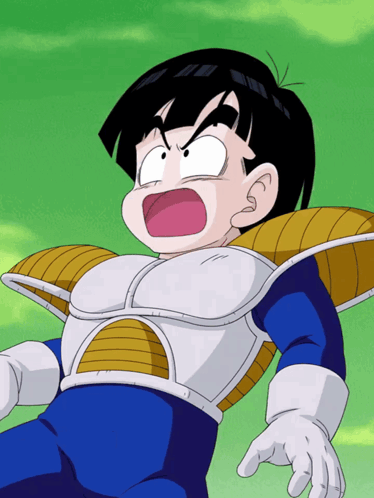Cartoon Character With Black Hair and White Armor