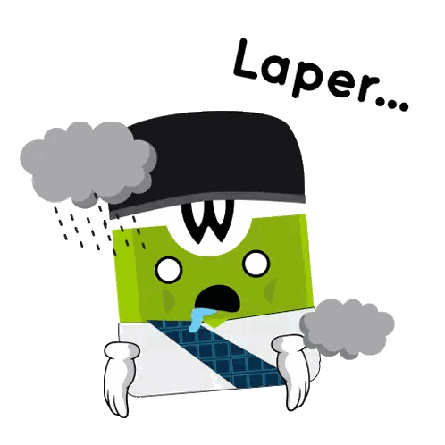 Cartoon Character with Black Hat and Laper