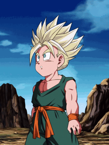 Cartoon Character With Blonde Hair and Green Vest