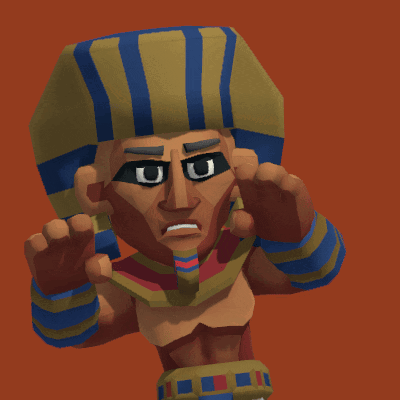 Cartoon Character with Blue and Yellow Striped Hat