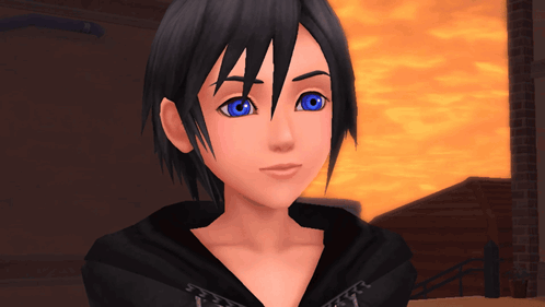 Cartoon Character With Blue Eyes And Black Shirt GIF