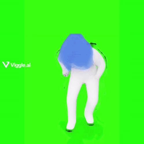 Cartoon Character With Blue Hair Dancing