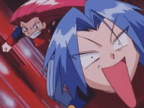 Cartoon Character with Blue Hair Making Funny Face
