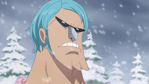Cartoon Character With Blue Hair Sunglasses Nose Ring