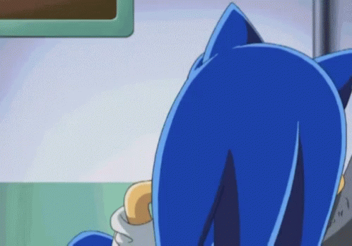 Cartoon Character with Blue Hair Watching TV